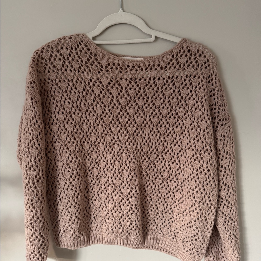 moon & madison Blush Open-Knit Sweater